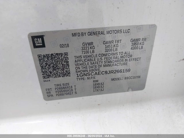 Chevrolet Tahoe Ls 2018 1GNSCAEC9JR266159 Image 9