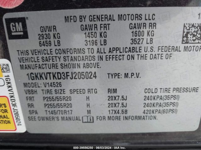 1GKKVTKD3FJ205024 GMC Acadia Denali