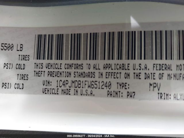 1C4PJMDB1FW651240 Jeep Cherokee Limited