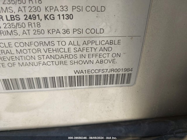 WA1ECCFS7JR001984 Audi Q3 2.0t Premium/2.0t Sport Premium