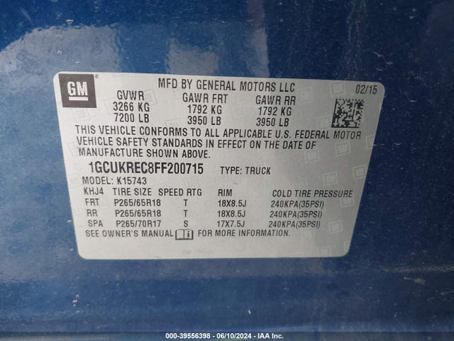 Chevrolet Silverado 1500 1lt 2015 1GCUKREC8FF200715 Image 9