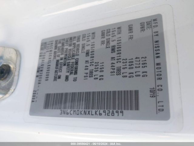 3N6CM0KNXLK692899 Nissan Nv200 Compact Cargo Sv Xtronic Cvt