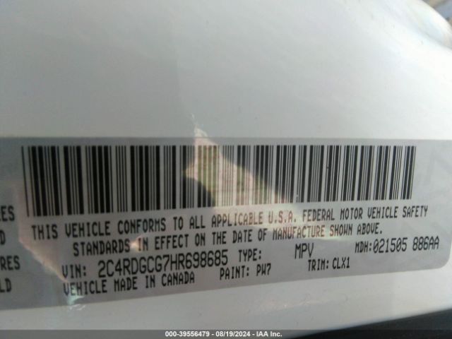 2C4RDGCG7HR698685 Dodge Grand Caravan Sxt