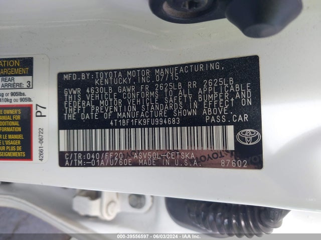 Toyota CAMRY SE 2015 4T1BF1FK9FU994683 Image 9