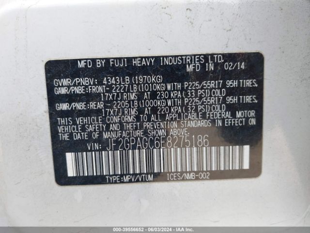 JF2GPAGC6E8275186 Subaru Xv Crosstrek 2.0i Limited