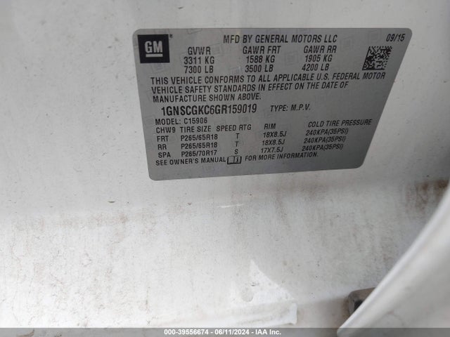 Chevrolet Suburban Ls 2016 1GNSCGKC6GR159019 Image 9