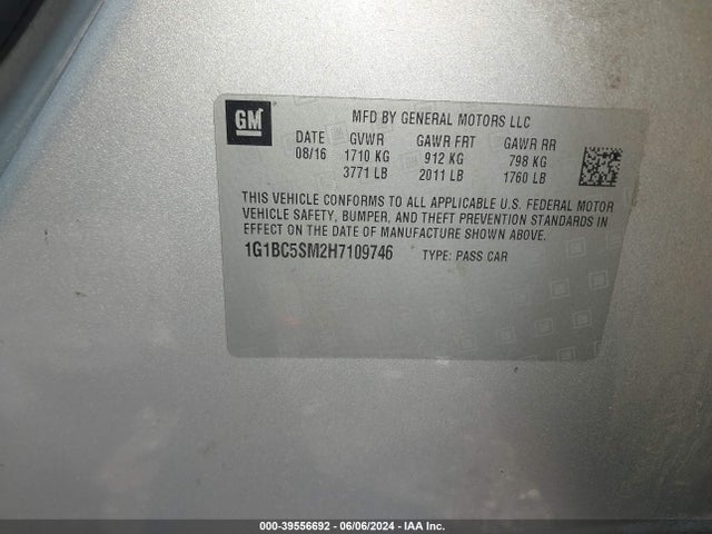Chevrolet Cruze Ls Auto 2017 1G1BC5SM2H7109746 Image 9