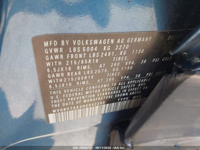 WVGBV7AX4HK042200 Volkswagen Tiguan 2.0t/2.0t S