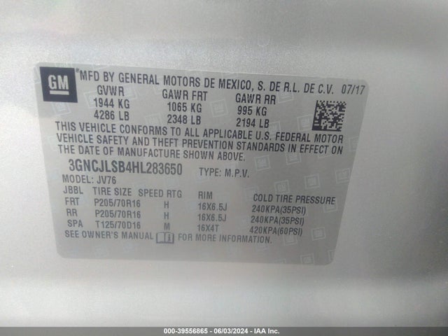 Chevrolet Trax Lt 2017 3GNCJLSB4HL283650 Image 9