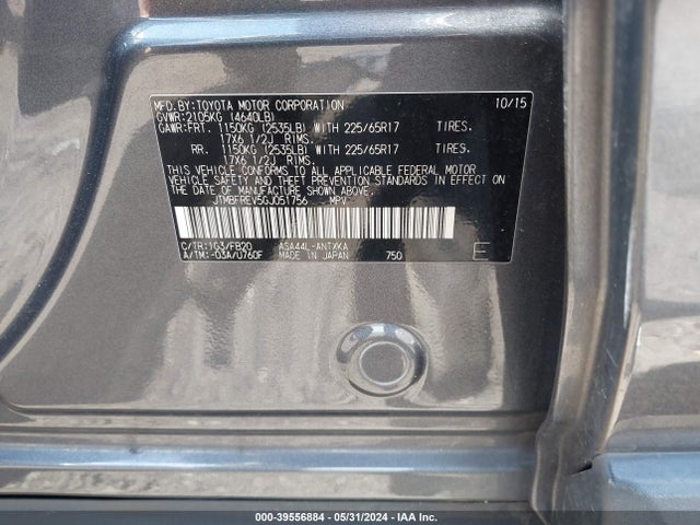 Toyota RAV4 LE 2016 JTMBFREV5GJ051756 Image 9