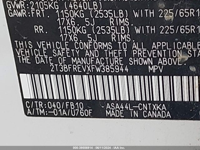 Toyota RAV4 LE 2015 2T3BFREVXFW385944 Image 18