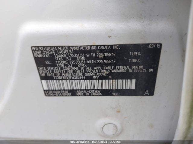 Toyota RAV4 LE 2015 2T3BFREVXFW385944 Image 9
