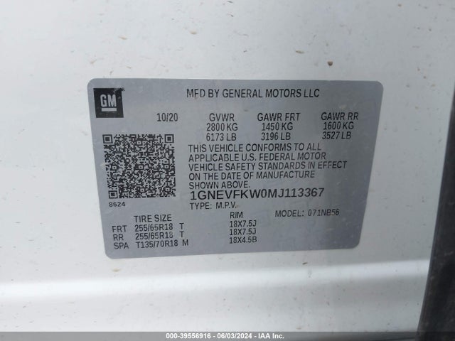 Chevrolet Traverse Awd Ls 2021 1GNEVFKW0MJ113367 Image 9