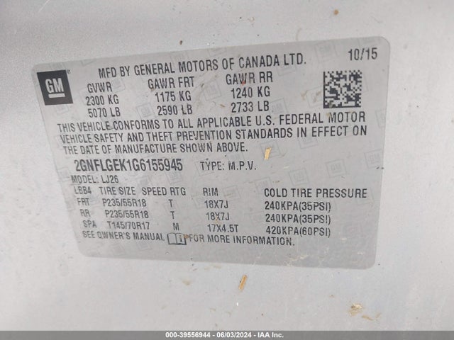 Chevrolet Equinox Ltz 2016 2GNFLGEK1G6155945 Image 9