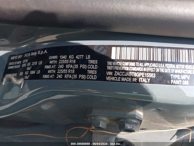 ZACCJABT8GPE15563 Jeep Renegade 75th Anniversary