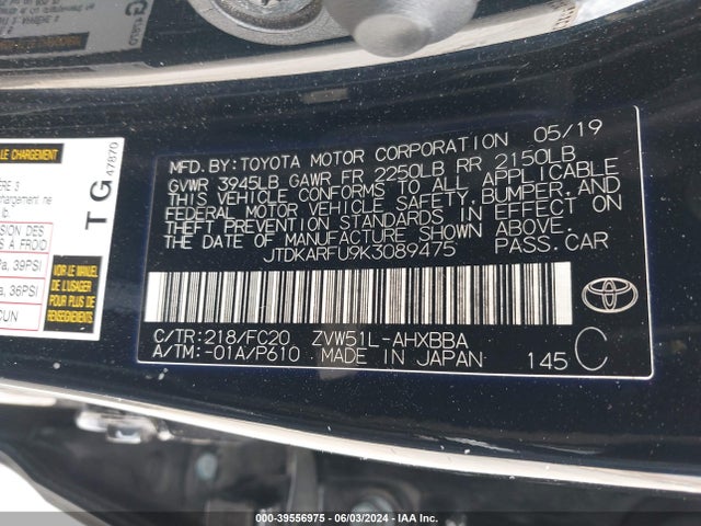 Toyota Prius L Eco 2019 JTDKARFU9K3089475 Image 9