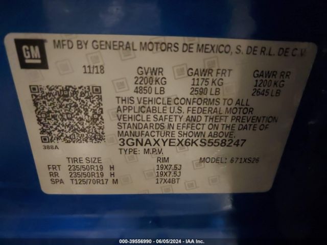3GNAXYEX6KS558247 Chevrolet Equinox Premier
