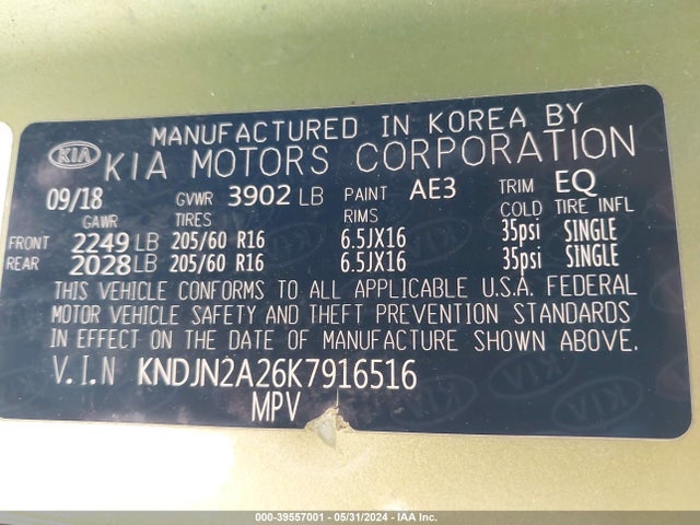 KIA Soul 2019 KNDJN2A26K7916516 Image 9