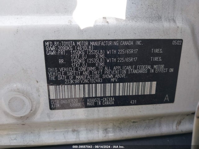 Toyota RAV4 LE 2022 2T3K1RFV3NC192483 Image 9