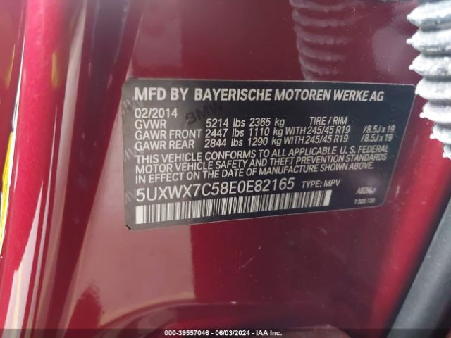 5UXWX7C58E0E82165 BMW X3 Xdrive35i