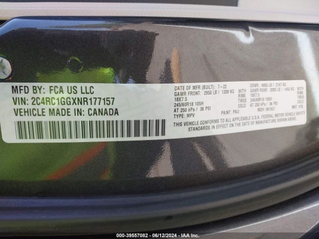 2C4RC1GGXNR177157 Chrysler Pacifica Limited