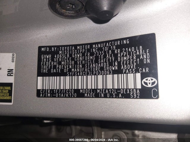 Toyota COROLLA SE 2020 5YFS4RCE3LP030063 Image 9
