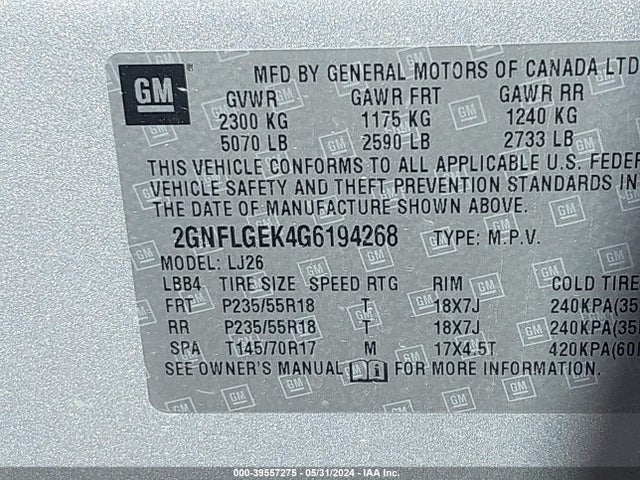 Chevrolet Equinox Ltz 2016 2GNFLGEK4G6194268 Image 9