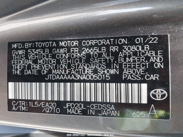 Toyota Mirai Xle 2022 JTDAAAAA3NA005015 Image 9