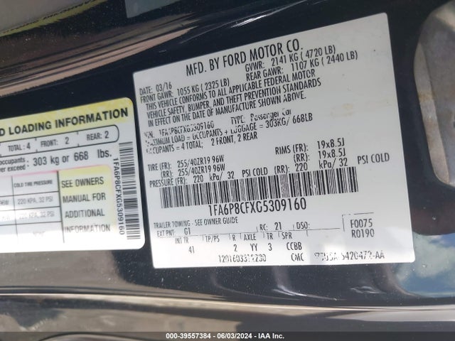 Ford Mustang Gt Premium 2016 1FA6P8CFXG5309160 Image 9