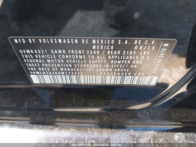 3VWL07AJ9GM223476 Volkswagen Jetta 1.8t Sel