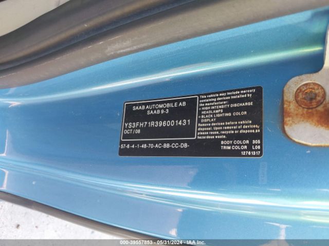 2009 SAAB 9-3 YS3FH71R396001431 Photo 8