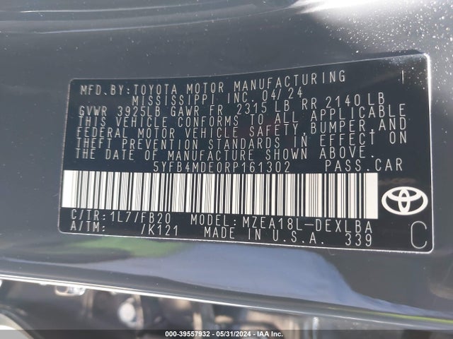 Toyota COROLLA LE 2024 5YFB4MDE0RP161302 Image 9
