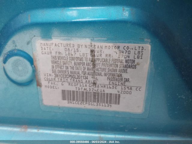 3N1CE2CP5GL351134 Nissan Versa Note S (sr)/s Plus/sl/sr/sv