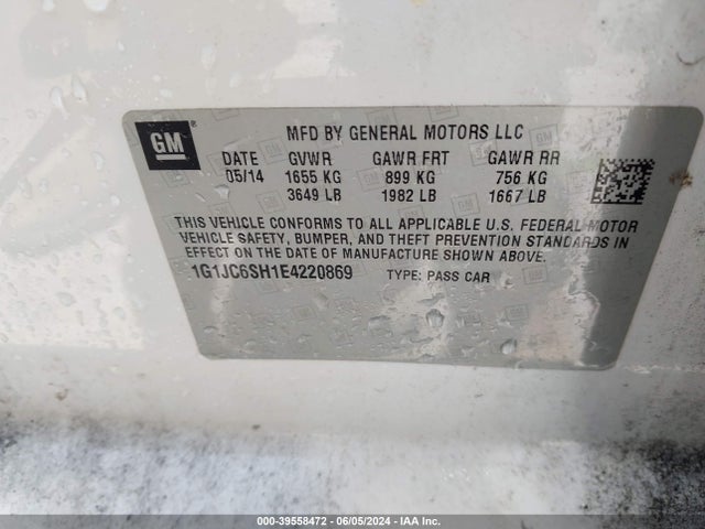 Chevrolet Sonic Lt Auto 2014 1G1JC6SH1E4220869 Image 9
