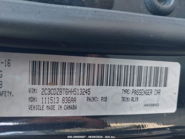 2C3CDZBT6HH513245 Dodge Challenger R/t Plus