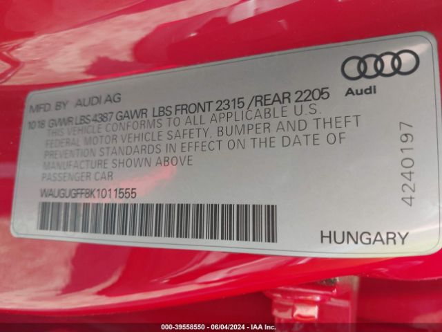 2019 AUDI A3 WAUGUGFF8K1011555 Photo 8