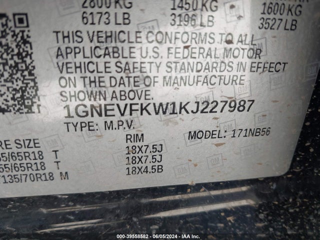 Chevrolet Traverse Ls 2019 1GNEVFKW1KJ227987 Image 9
