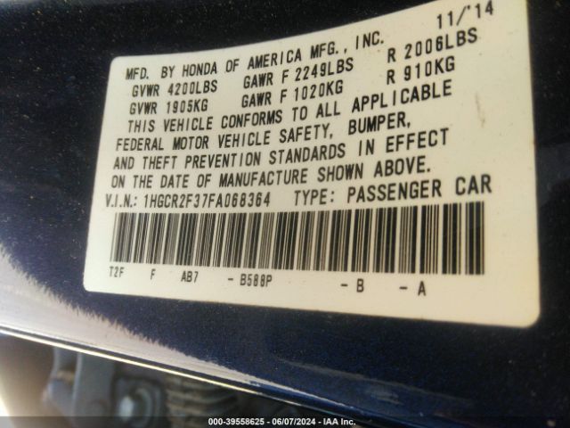 1HGCR2F37FA068364 Honda ACCORD LX