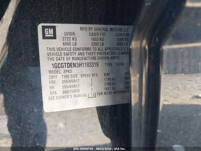 1GCGTDEN3H1183319 Chevrolet Colorado Z71