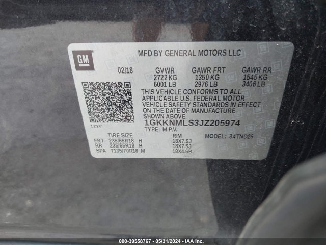 1GKKNMLS3JZ205974 GMC Acadia Slt-1