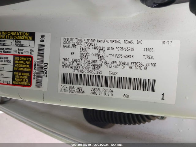 5TFHW5F13HX621685 Toyota Tundra Limited 5.7l V8