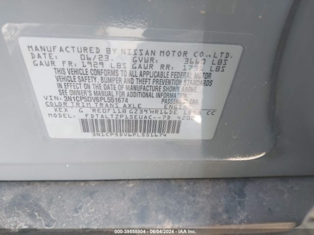3N1CP5DV6PL551674 Nissan Kicks Sr Xtronic Cvt