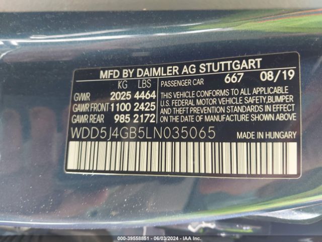 WDD5J4GB5LN035065 Mercedes-Benz CLA 250