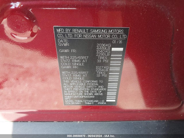 Nissan ROGUE SV 2016 KNMAT2MT3GP645349 Image 9