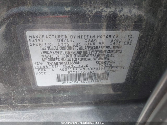 Nissan SENTRA SV 2014 3N1AB7AP5EL658641 Image 9