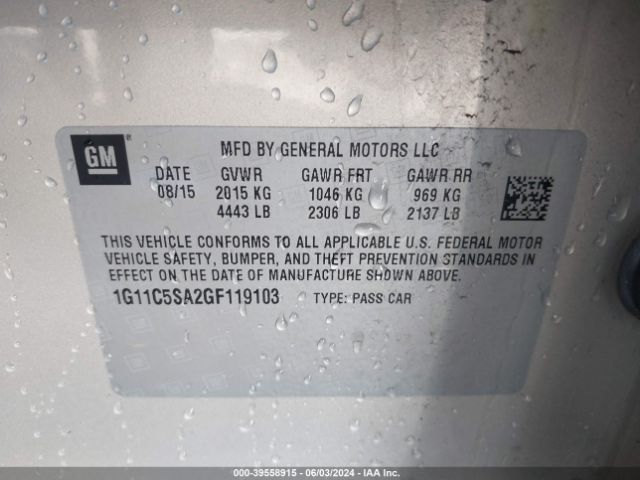 1G11C5SA2GF119103 Chevrolet Malibu Limited Lt