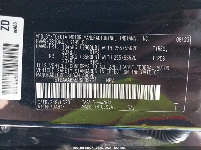 Toyota Grand Highlander Limited 2024 5TDAAAB55RS009724 Image 9
