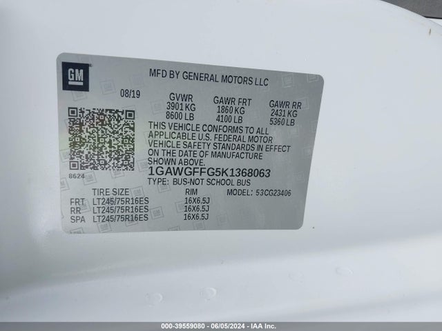 Chevrolet Express 2500 Lt 2019 1GAWGFFG5K1368063 Image 9
