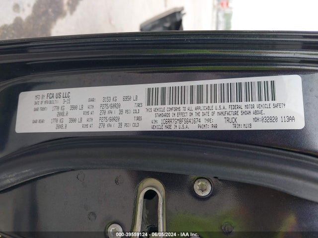 RAM 1500 Big Horn 2015 1C6RR7GM8FS641674 Image 9