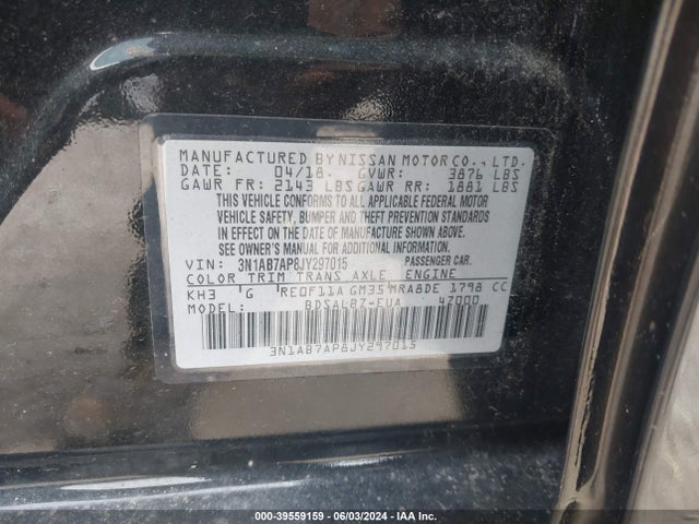 Nissan SENTRA S 2018 3N1AB7AP8JY297015 Image 9